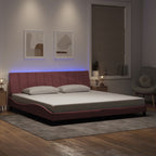 Bettgestell mit LED ohne Matratze "Hanko" Rosa 200x200 cm Samt