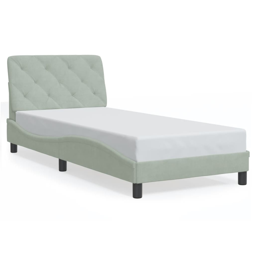 Bettgestell mit LED ohne Matratze Hellgrau 80x200 cm Samt