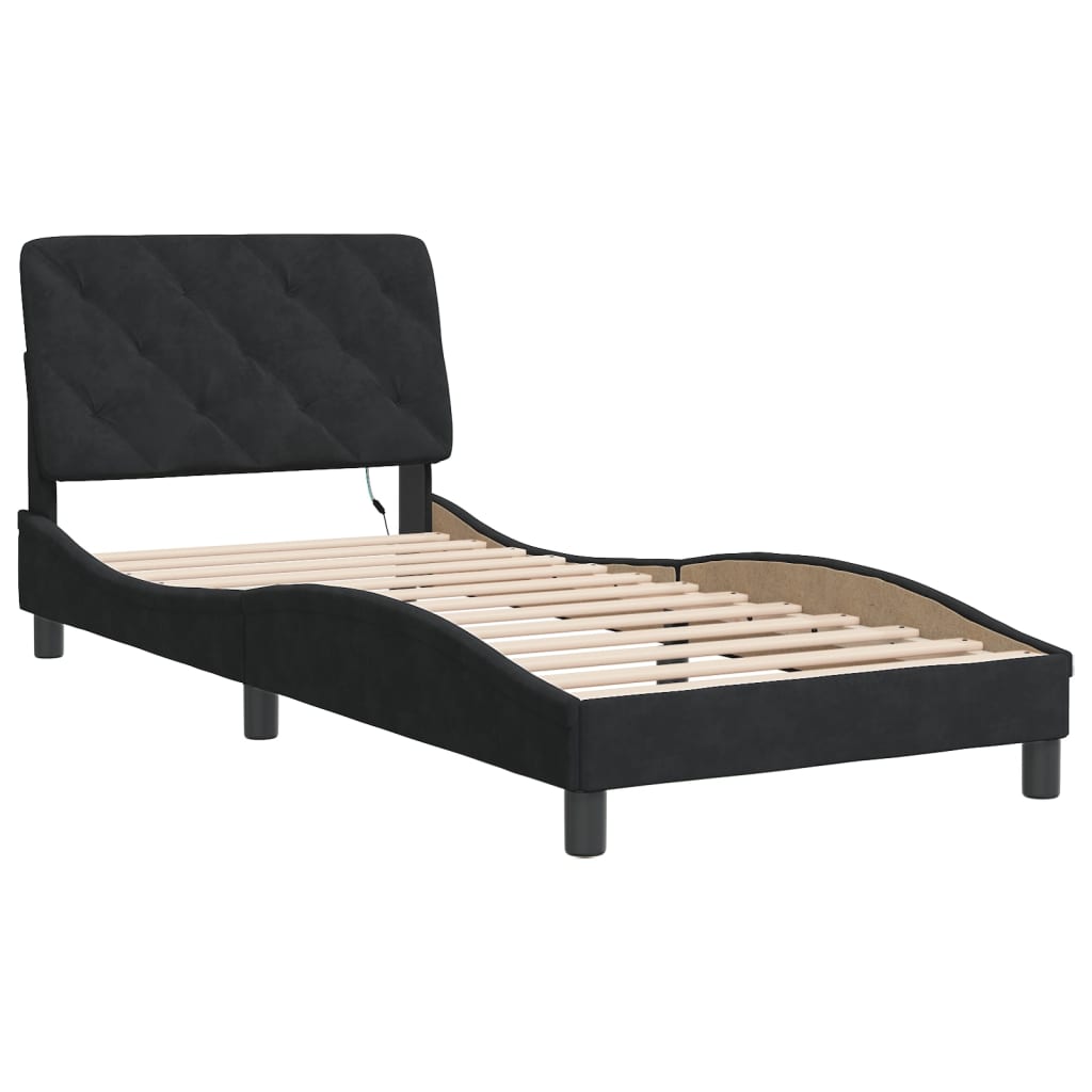 Bettgestell mit LED ohne Matratze Schwarz 80x200 cm Samt