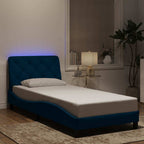 Bettgestell mit LED ohne Matratze Blau 80x200 cm Samt
