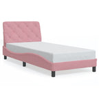 Bettgestell mit LED ohne Matratze Rosa 80x200 cm Samt