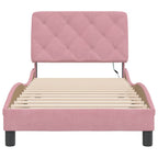 Bettgestell mit LED ohne Matratze Rosa 80x200 cm Samt