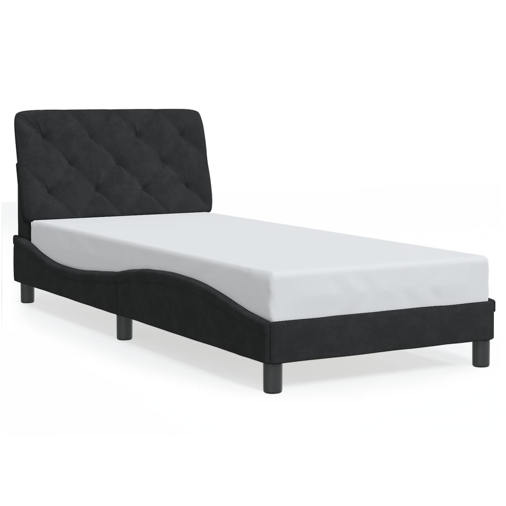 Bettgestell mit LED ohne Matratze Schwarz 90x190 cm Samt