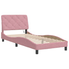 Bettgestell mit LED ohne Matratze Rosa 90x190 cm Samt