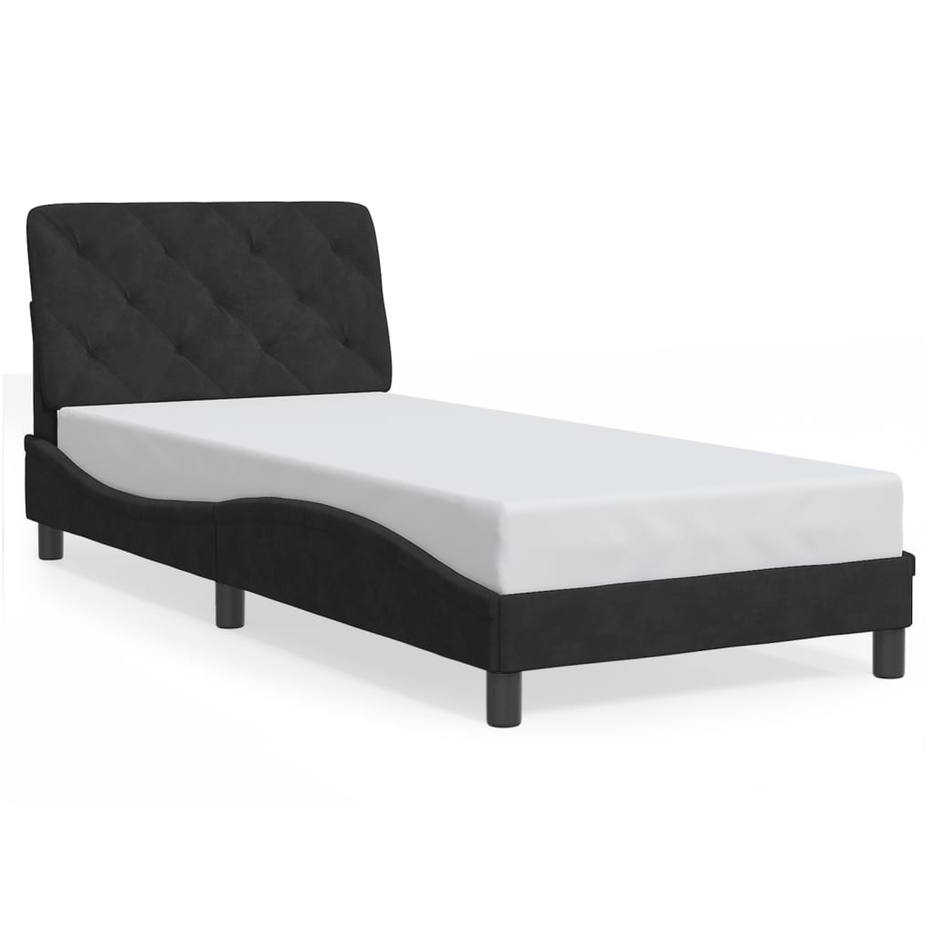 Bettgestell mit LED ohne Matratze Schwarz 90x200 cm Samt