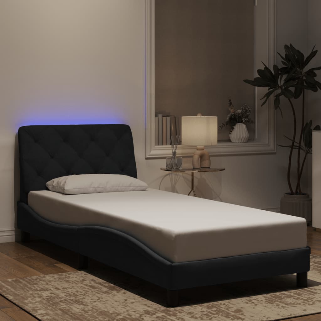 Bettgestell mit LED ohne Matratze Schwarz 90x200 cm Samt