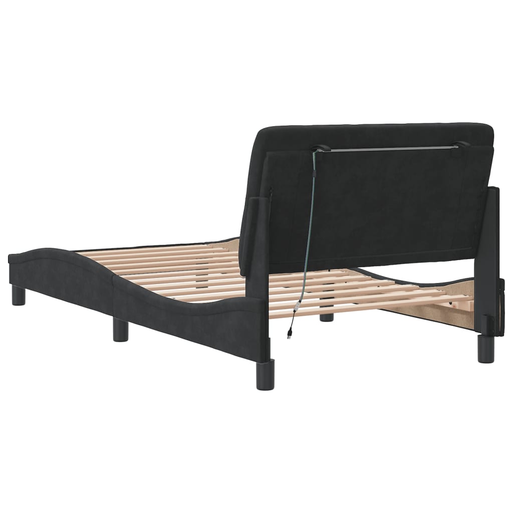 Bettgestell mit LED ohne Matratze Schwarz 100x200 cm Samt