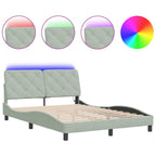 Bettgestell mit LED ohne Matratze Hellgrau 120x200 cm Samt