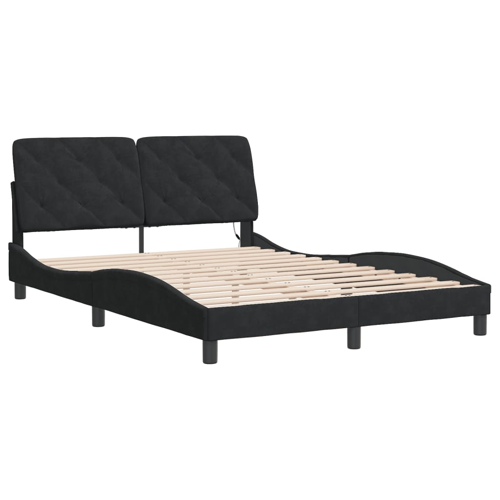 Bettgestell mit LED ohne Matratze Schwarz 120x200 cm Samt