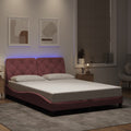 Bettgestell mit LED ohne Matratze Rosa 120x200 cm Samt