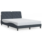 Bettgestell mit LED ohne Matratze Dunkelgrau 140x190 cm Samt
