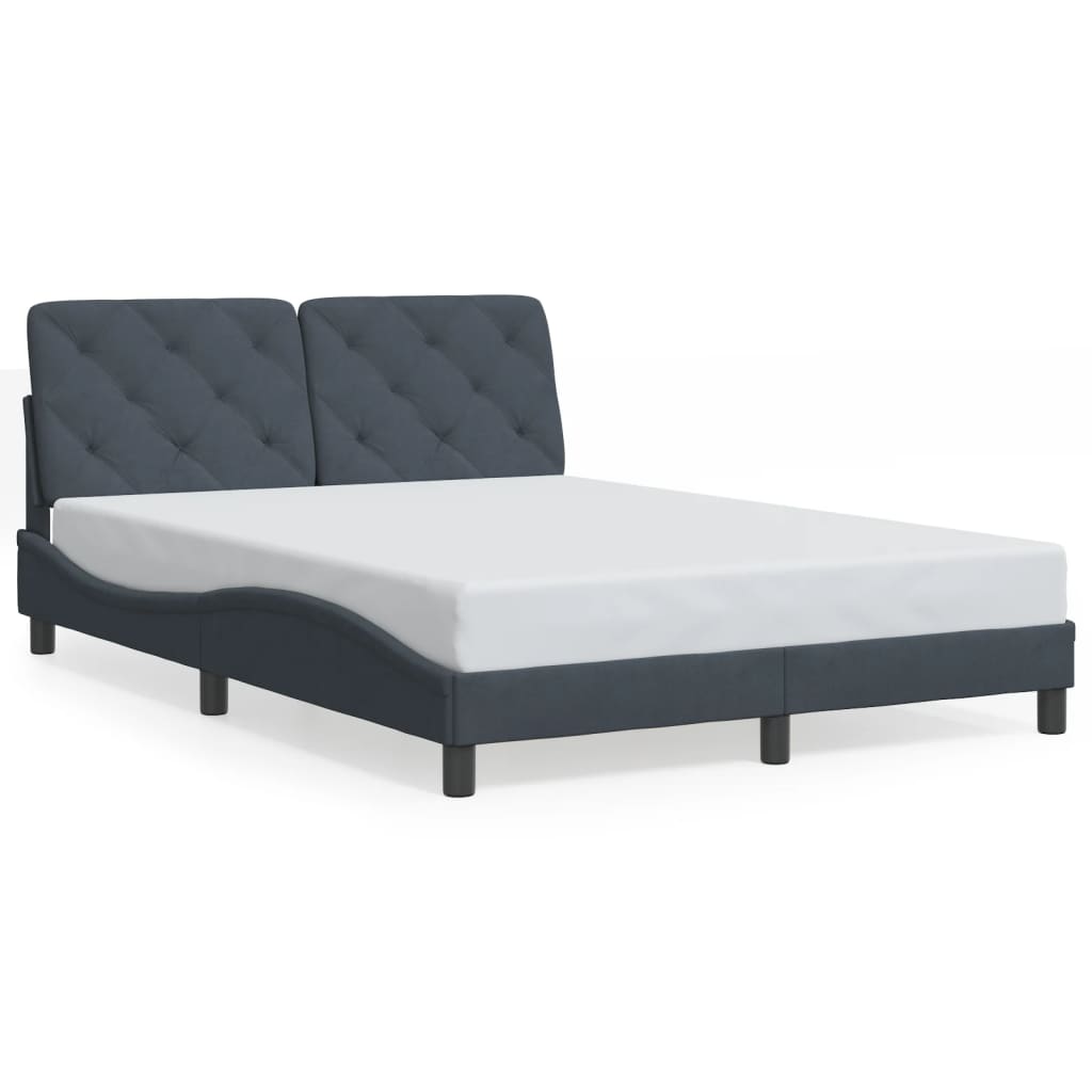 Bettgestell mit LED ohne Matratze Dunkelgrau 140x190 cm Samt