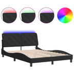 Bettgestell mit LED ohne Matratze Schwarz 140x190 cm Samt