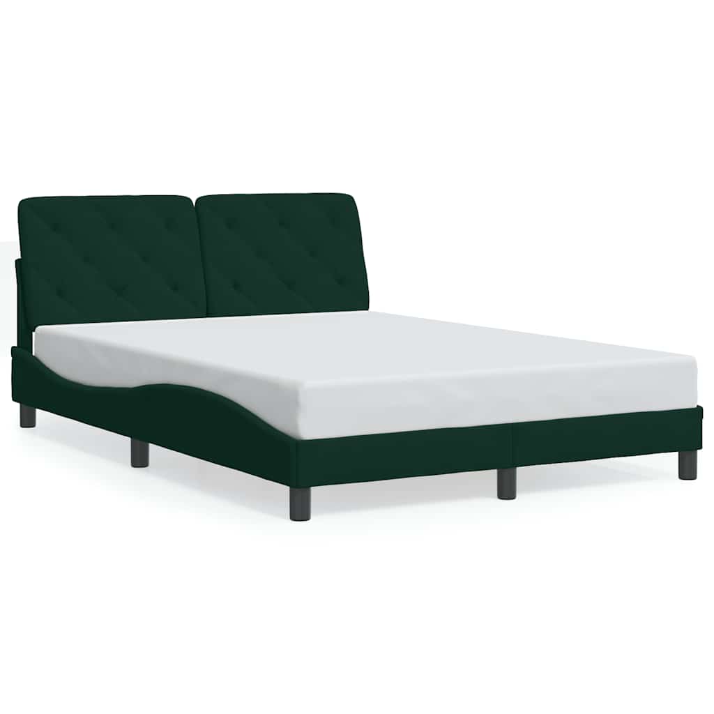 Bettgestell mit LED ohne Matratze Dunkelgrün 140x190 cm Samt