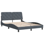 Bettgestell mit LED ohne Matratze Dunkelgrau 140x200 cm Samt