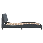 Bettgestell mit LED ohne Matratze Dunkelgrau 140x200 cm Samt