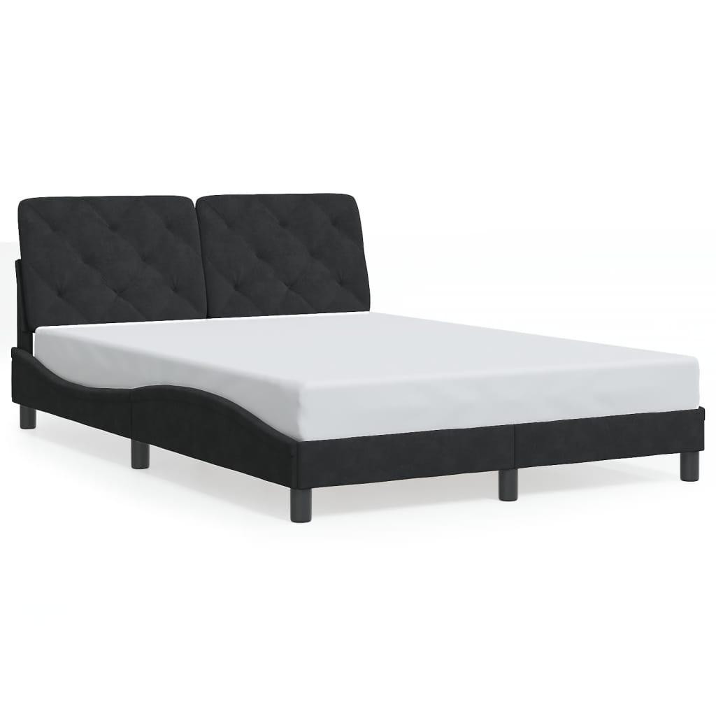 Bettgestell mit LED ohne Matratze Schwarz 140x200 cm Samt