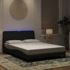 Bettgestell mit LED ohne Matratze Schwarz 140x200 cm Samt