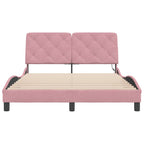 Bettgestell mit LED ohne Matratze Rosa 140x200 cm Samt
