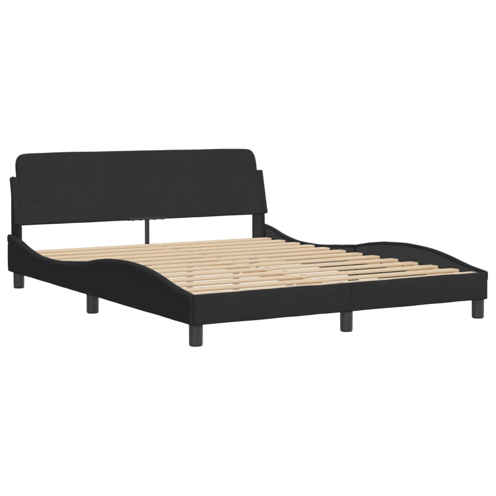 Bettgestell mit LED ohne Matratze Schwarz 160x200 cm Samt