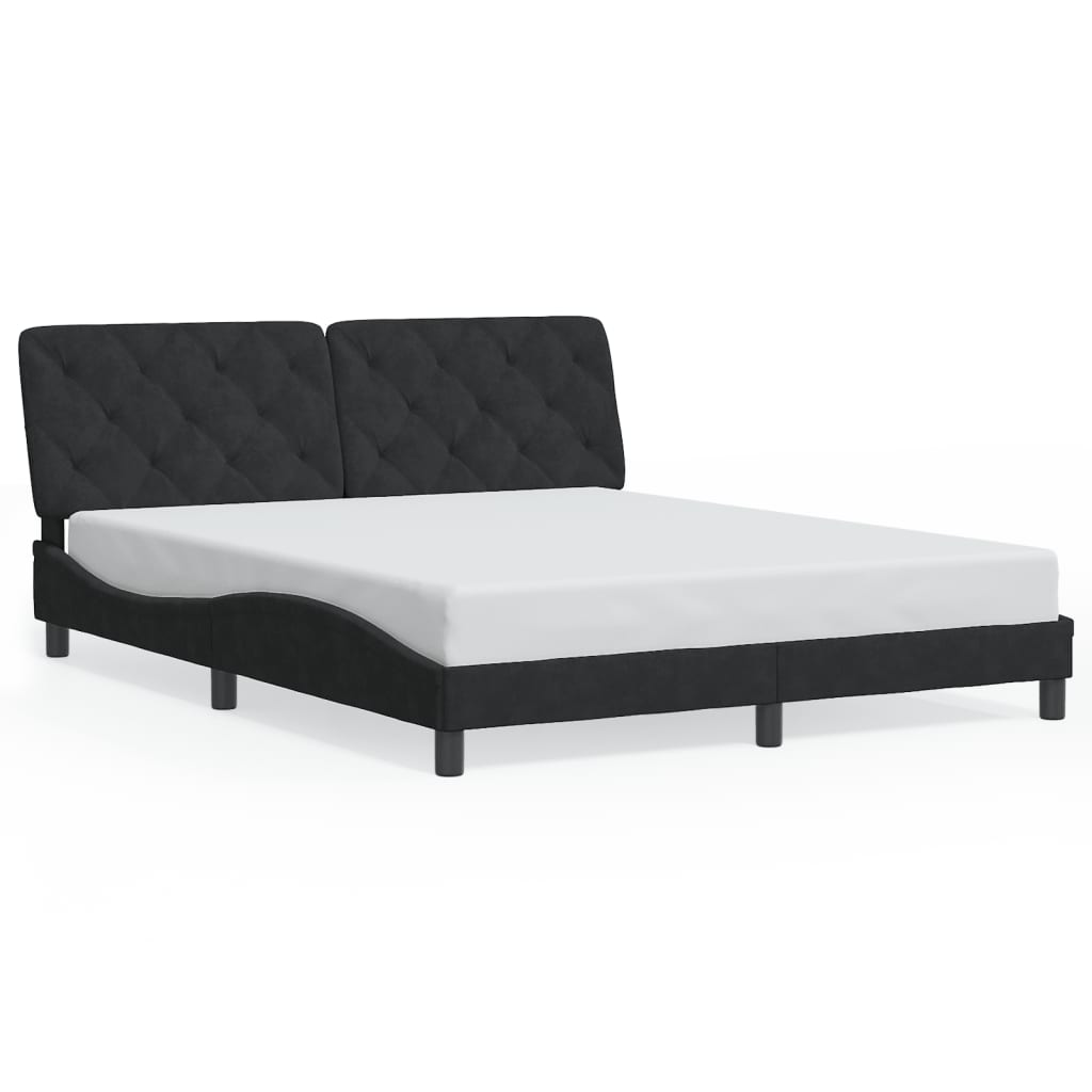 Bettgestell mit LED ohne Matratze Schwarz 160x200 cm Samt