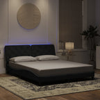 Bettgestell mit LED ohne Matratze Schwarz 160x200 cm Samt