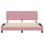 Bettgestell mit LED ohne Matratze Rosa 160x200 cm Samt