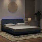 Bettgestell mit LED ohne Matratze Dunkelgrau 180x200 cm Samt
