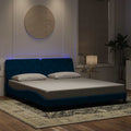 Bettgestell mit LED ohne Matratze Blau 180x200 cm Samt