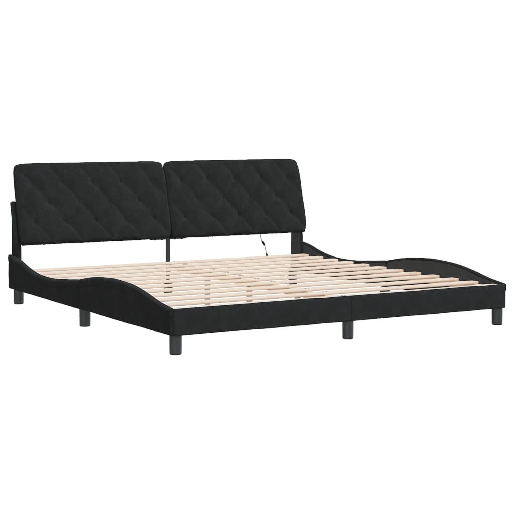 Bettgestell mit LED ohne Matratze Schwarz 200x200 cm Samt