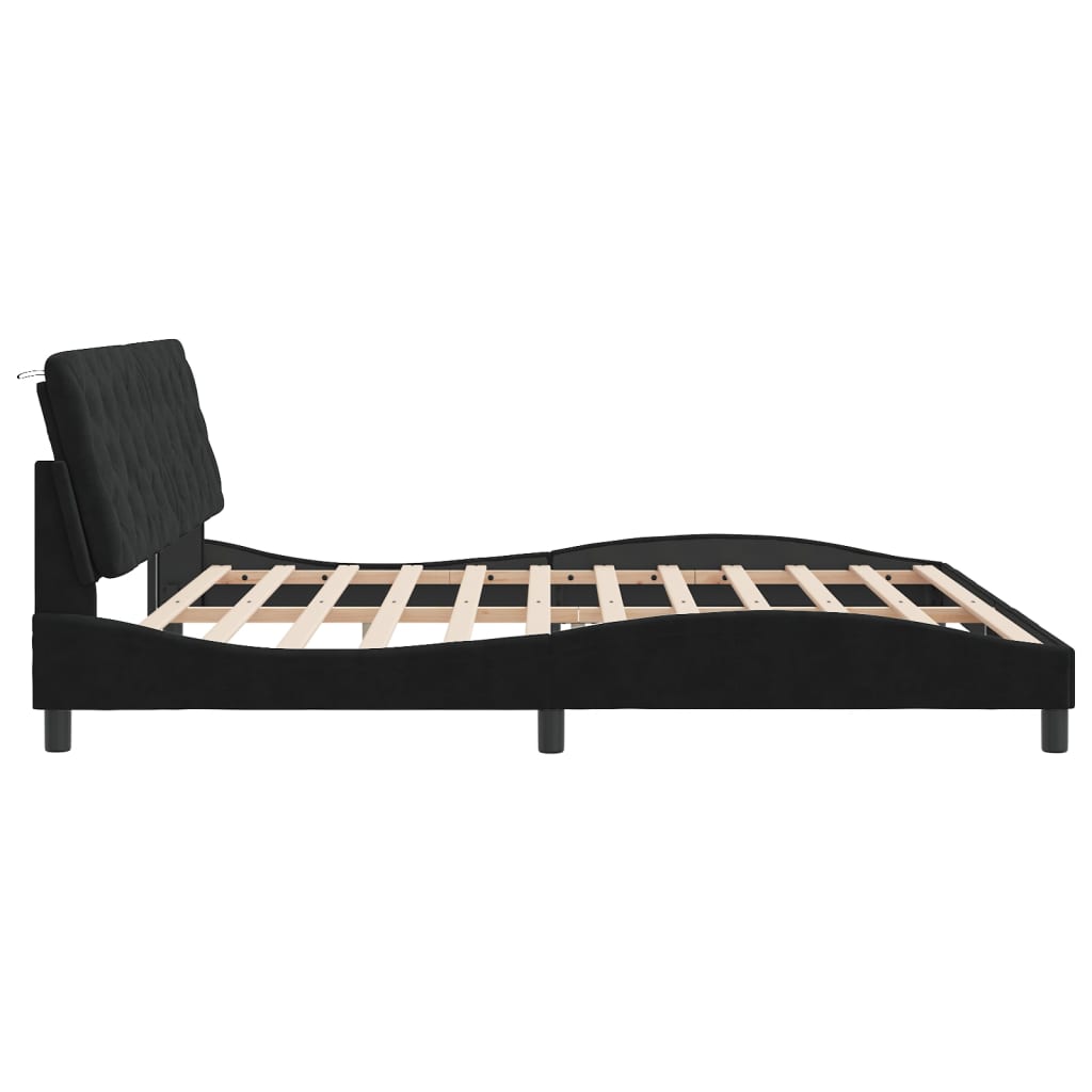 Bettgestell mit LED ohne Matratze Schwarz 200x200 cm Samt