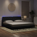 Bettgestell mit LED ohne Matratze Schwarz 200x200 cm Samt
