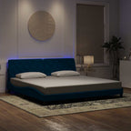 Bettgestell mit LED ohne Matratze Blau 200x200 cm Samt