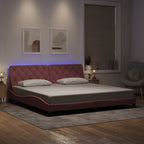 Bettgestell mit LED ohne Matratze Rosa 200x200 cm Samt