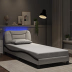 Bettgestell mit LED ohne Matratze "Hvar" Weiß und Schwarz 80x200 cm