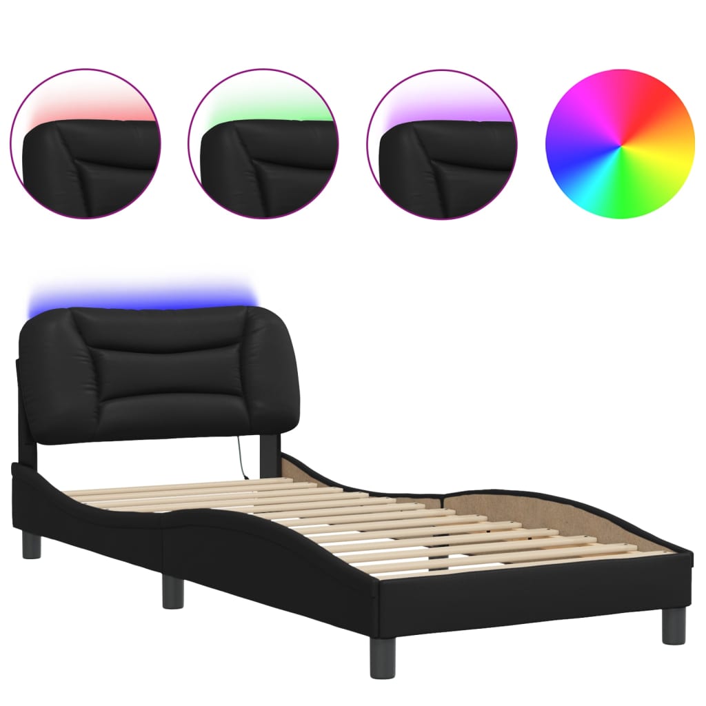 Bettgestell mit LED ohne Matratze "Hvar" Schwarz 90x190 cm