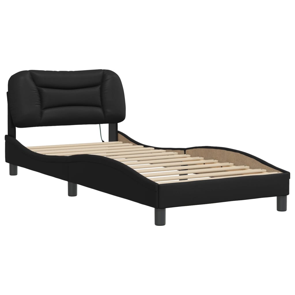 Bettgestell mit LED ohne Matratze "Hvar" Schwarz 90x190 cm