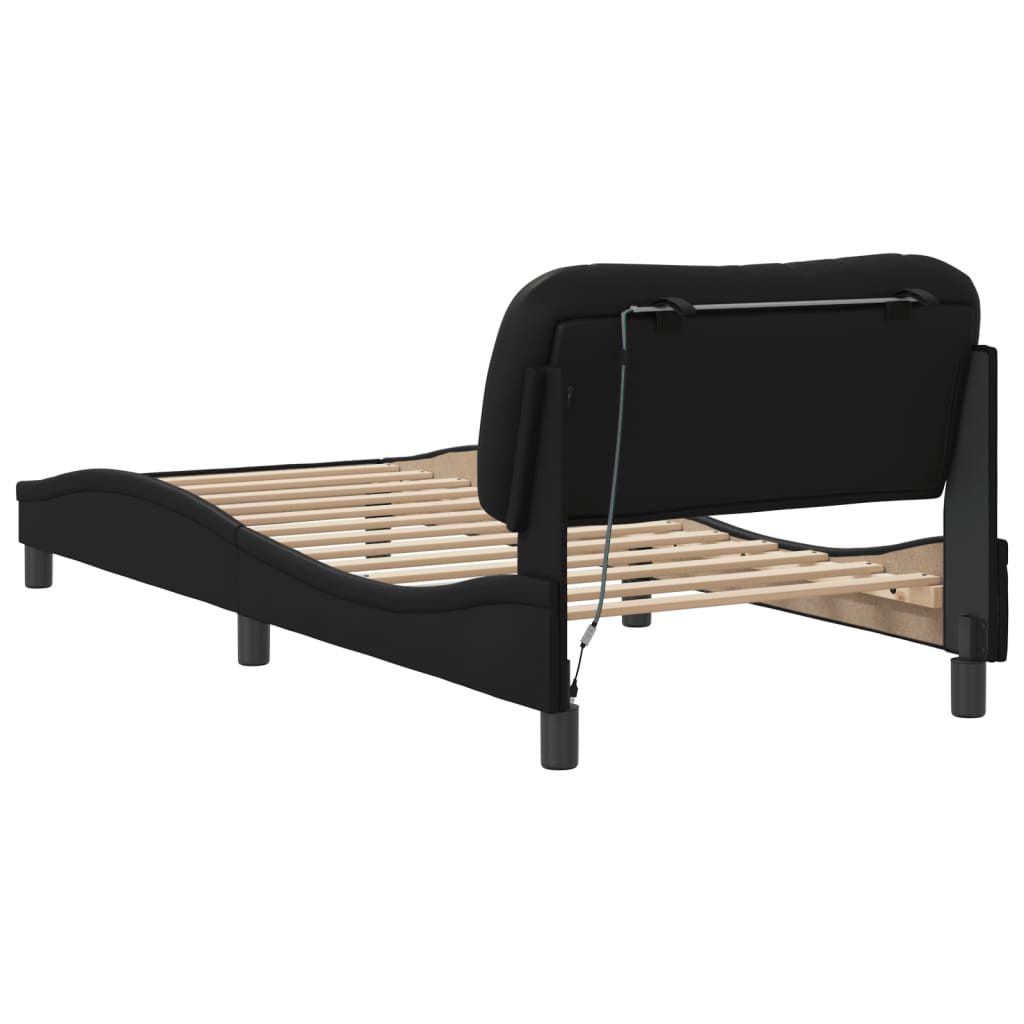 Bettgestell mit LED ohne Matratze "Hvar" Schwarz 90x190 cm