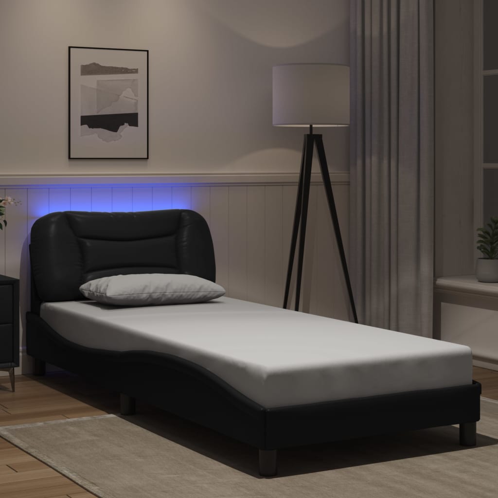 Bettgestell mit LED ohne Matratze "Hvar" Schwarz 90x190 cm