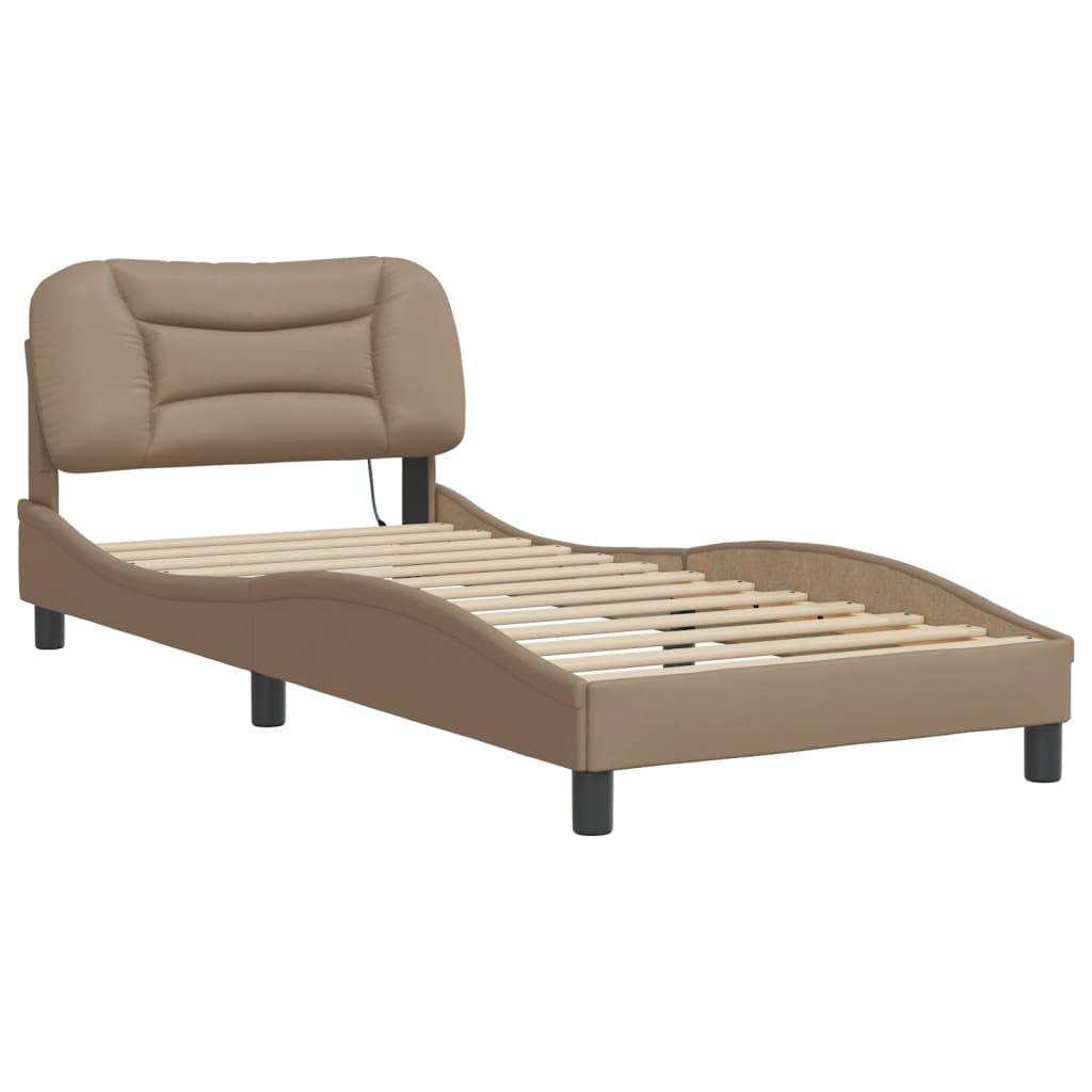 Bettgestell mit LED ohne Matratze "Hvar" Cappuccino-Braun 90x200 cm