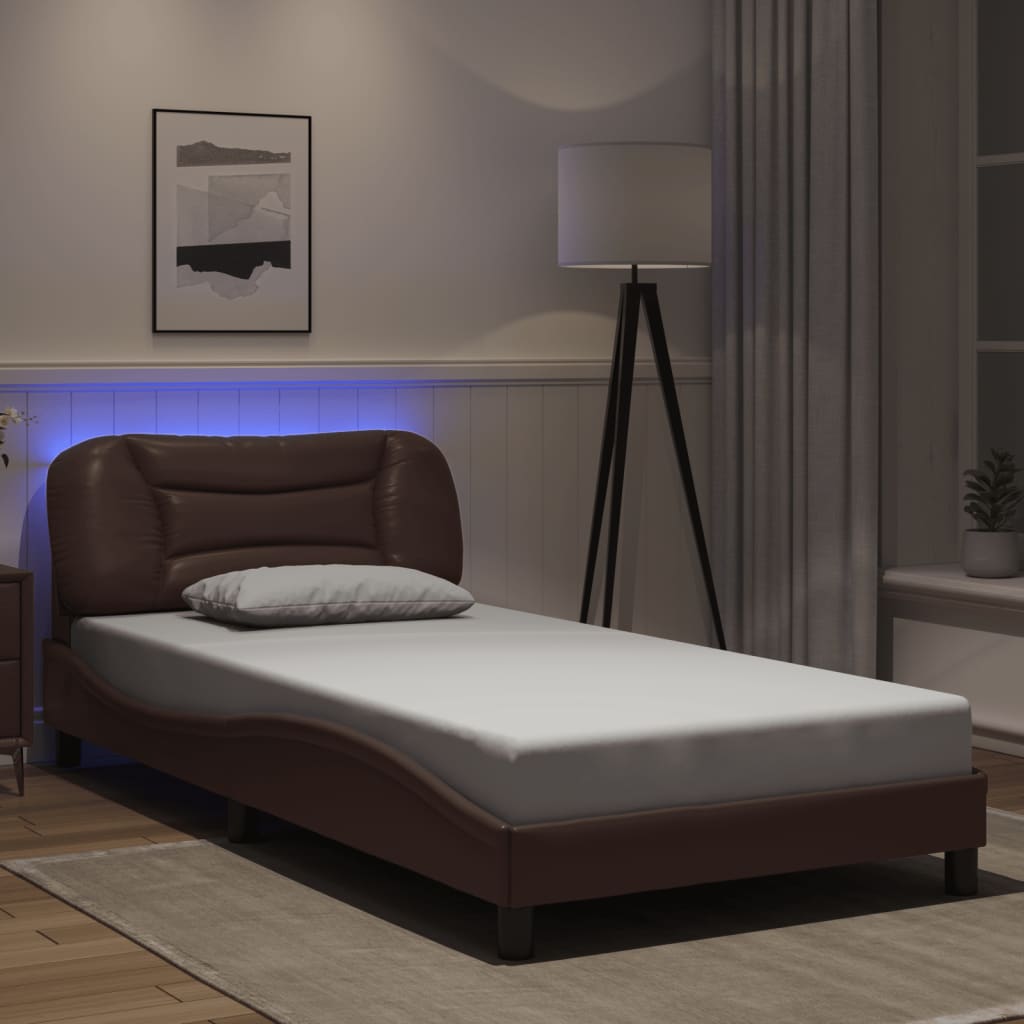 Bettgestell mit LED ohne Matratze "Hvar" Braun 100x200 cm