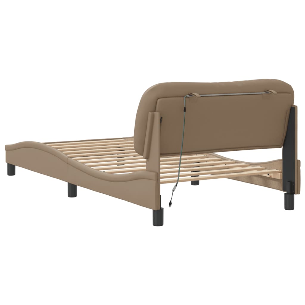 Bettgestell mit LED ohne Matratze "Hvar" Cappuccino-Braun 100x200 cm