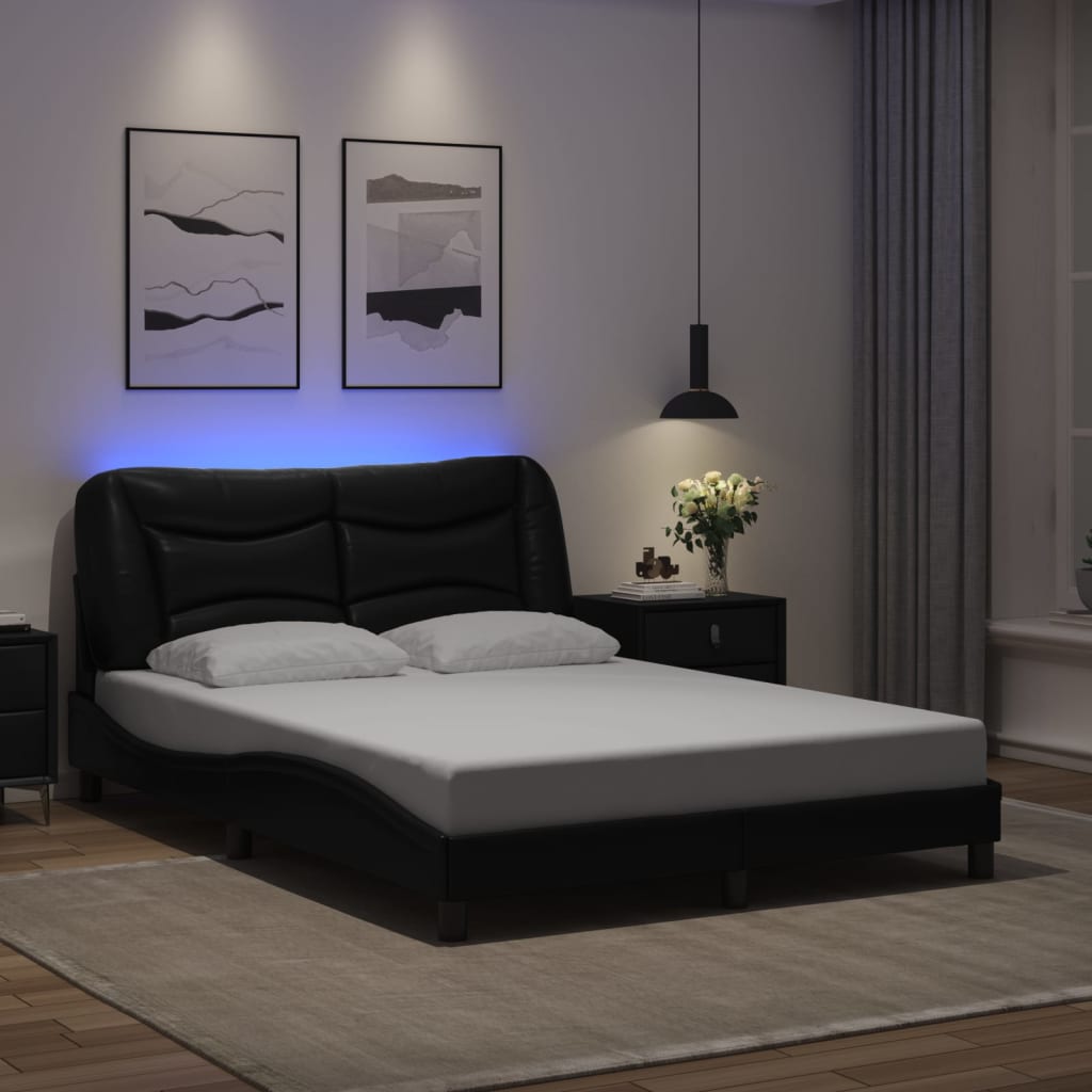 Bettgestell mit LED ohne Matratze "Hvar" Schwarz 120x200 cm