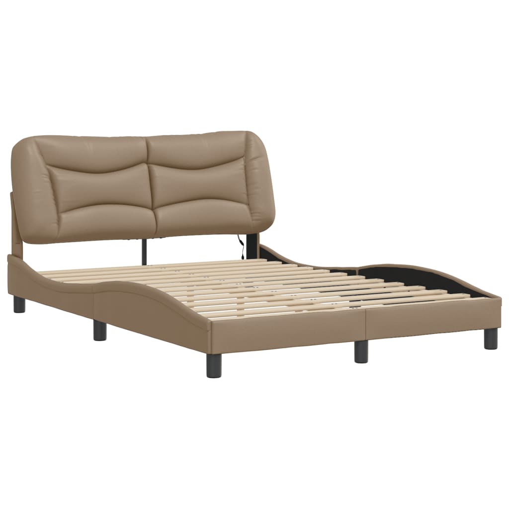 Bettgestell mit LED ohne Matratze "Hvar" Cappuccino-Braun 120x200 cm