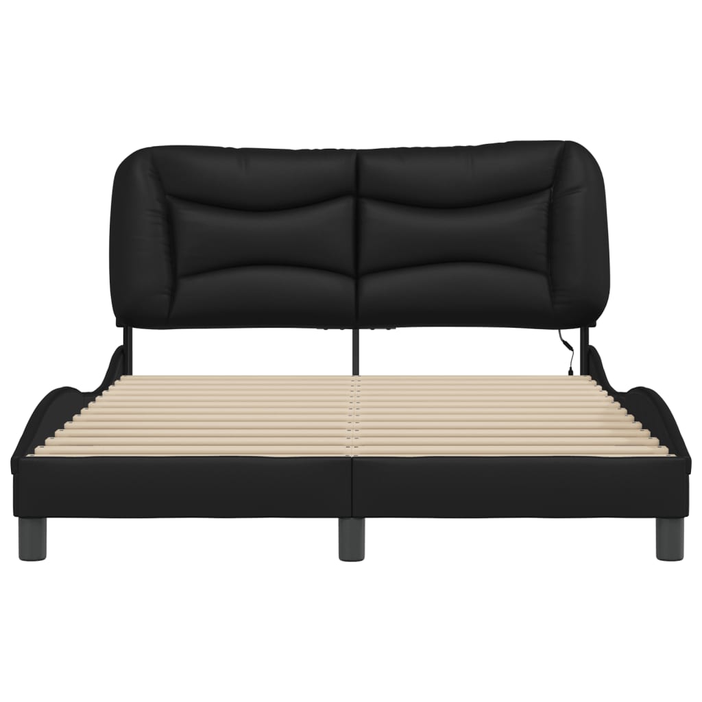 Bettgestell mit LED ohne Matratze "Hvar" Schwarz 140x190 cm