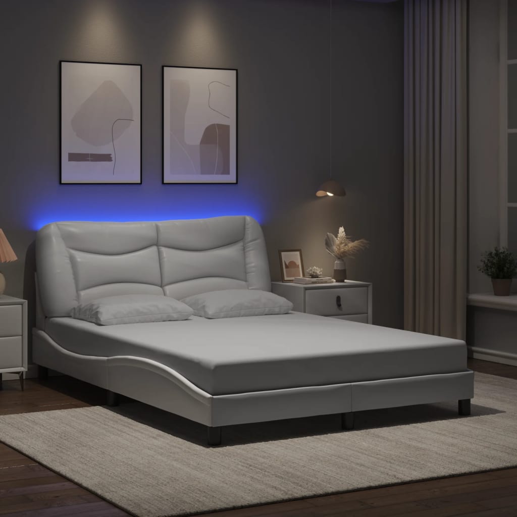 Bettgestell mit LED ohne Matratze "Hvar" Weiß 140x190 cm