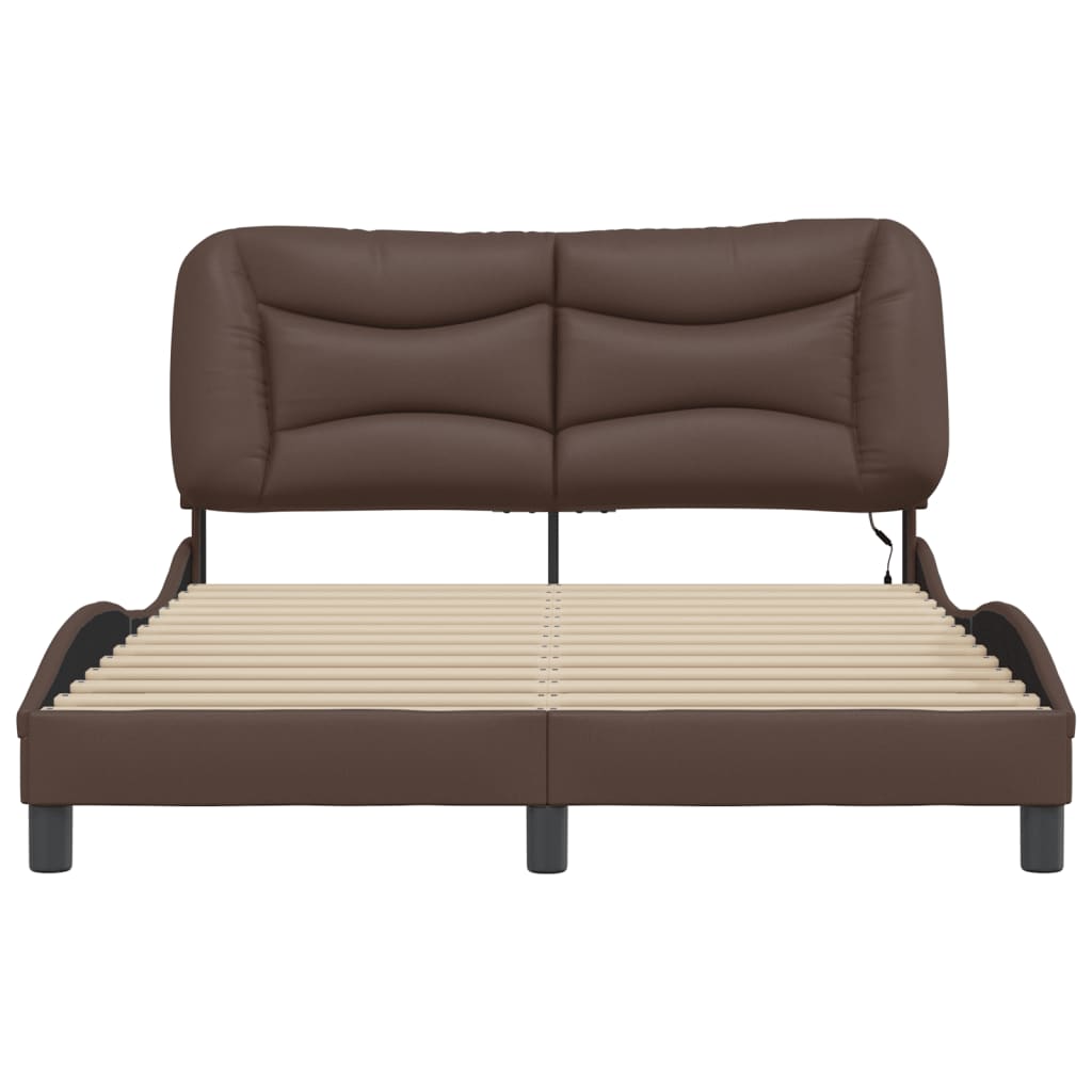 Bettgestell mit LED ohne Matratze "Hvar" Braun 140x190 cm