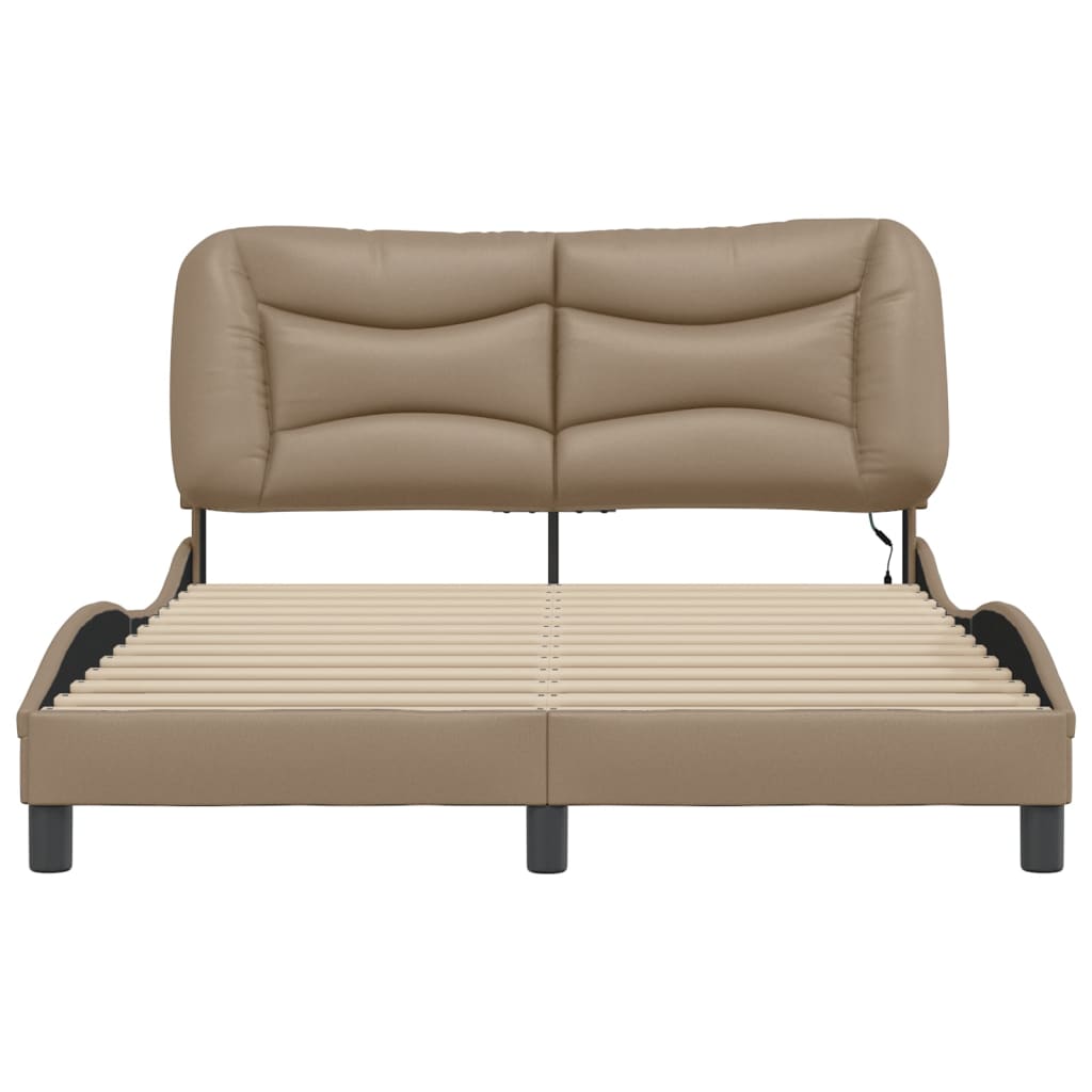 Bettgestell mit LED ohne Matratze "Hvar" Cappuccino-Braun 140x190 cm