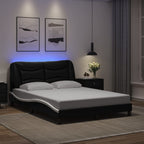 Bettgestell mit LED ohne Matratze "Hvar" Schwarz und Weiß 140x190 cm