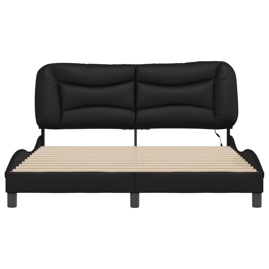 Bettgestell mit LED ohne Matratze "Hvar" Schwarz 160x200 cm